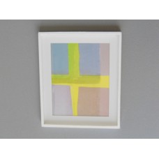 White Framed Blue/Yellow/Gray Modern Print