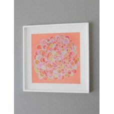 White Framed Coral Burst Abstract Print