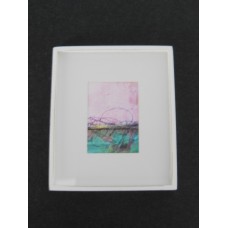Medium pink/Turquoise Abstract Print White Frame