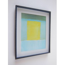 Black Framed Turquoise/Yellow Modern Print