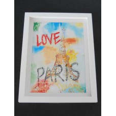 Large Love Paris Print Thick White Frame