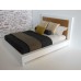 White Platform Bed with Gold Faux Leather Insert