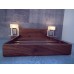Walnut Platform Bed with Walnut Headboard and Aluminum Nightstands with Working Lamps