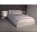White Platform Bed with White Headboard and Aluminum Nightstands