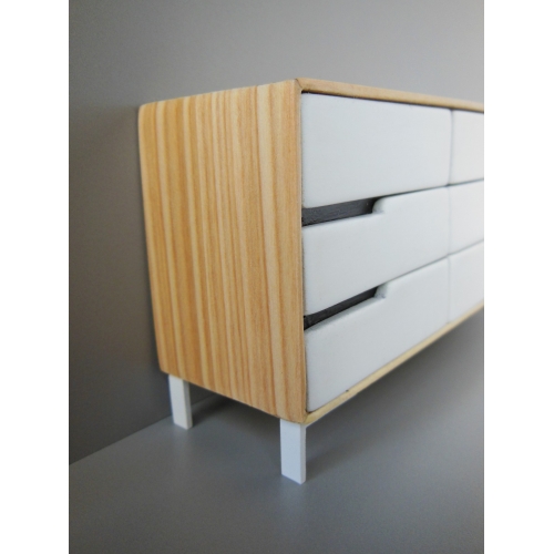 Modern Dollhouse Furniture M112 Pods Beech Dresser In Cypress Beech Dresser In Cypress With White Drawers