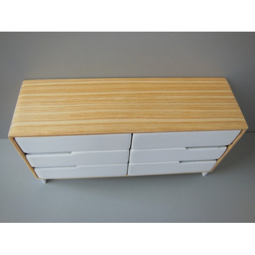 Modern Dollhouse Furniture M112 Pods Beech Dresser In Cypress Beech Dresser In Cypress With White Drawers