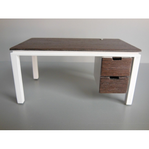Modern Dollhouse Furniture M112 Pods Parsons Desk In White And Parsons Desk In White And Wenge Wood