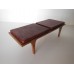 Wide Nolan Bench in Cherry with Cordovan Leather Cushion