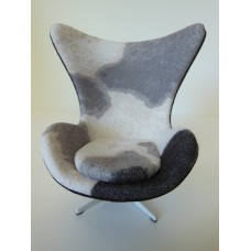 Egg Chair in Pony Print Fabric with White Base