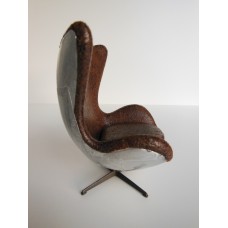 Egg Chair in Vintage Brown Fabric Metal Back