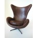 Egg Chair in Vintage Brown Fabric Metal Back