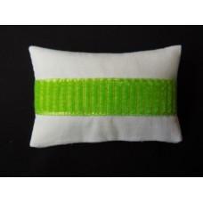 White with Green Band Medium Rectangle Pillow