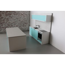 Efficiency Kitchen with Island in Blue