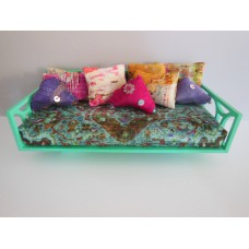 Cortez Daybed with Teal Frame and Moroccan Print Mattress and Pillows