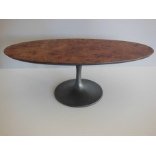 Oval Burlwood Table with Rubbed Bronze Tulip Base