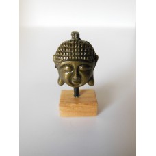 Small Gold Buddha Head on Natural Base