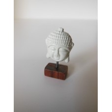 Small White Buddha Head on Rosewood Base