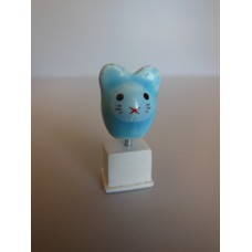 Cat Head Sculpture on White Base