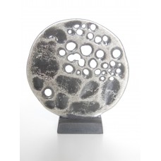Metal Sand Dollar Sculpture on Black Base