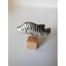 Small Fish Sculpture on Natural Wood Base