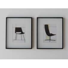 Pair of Black Framed Modern Chair Prints