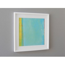 White Framed Turquoise/Yellow Modern Print