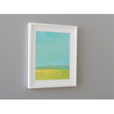 Small White Framed Turquoise/Yellow Modern Print