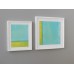 Small White Framed Turquoise/Yellow Modern Print