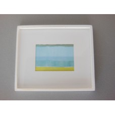 Small White Framed Light Blue/Yellow Modern Print