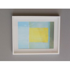 White Framed Light Blue/Yellow Modern Print