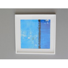 White Framed Blue Abstract Print