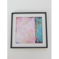 Medium Pink/Turquoise Abstract Print Black Frame