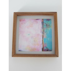 Medium Pink/Turquoise Abstract Print Wood Frame