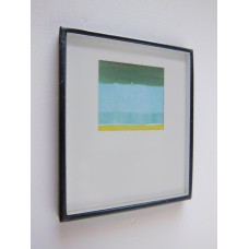 Small Black Framed Turquoise/Yellow Modern Print