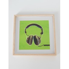 Headphones Print Wood Frame