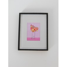 Small Baby Girl Birds Print Black Frame