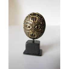 Gold/Black Tribal Sculpture on Dark Wood Base