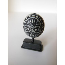 Black/White Tribal Sculpture on Small Black Base