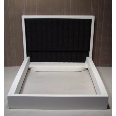 White Platform Bed with Black Square Quilted Insert