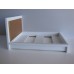 White Platform Bed with Gold Faux Leather Insert