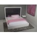 White Platform Bed with Grey 4-Panel Insert