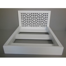 Platform Bed with Moroccan Headboard in White