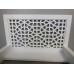 Platform Bed with Moroccan Headboard in White