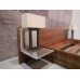 Walnut Platform Bed with Walnut Headboard and Aluminum Nightstands with Working Lamps