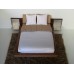 Walnut Platform Bed with Walnut Headboard and Aluminum Nightstands