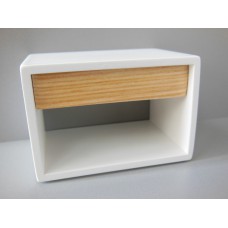 Emerson Nightstand in White with Cypress Drawer