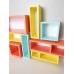 Mosaic Shelving Unit in Coral, Yellow and Blue