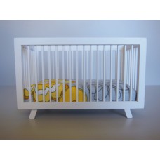 Madison Crib in White with Yellow/Gray/White Bedding