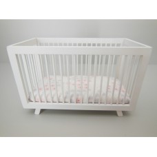 Madison Crib in White with Pink/Gray/White Bedding