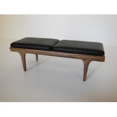 Nolan Bench in Walnut with Black Leather Cushion